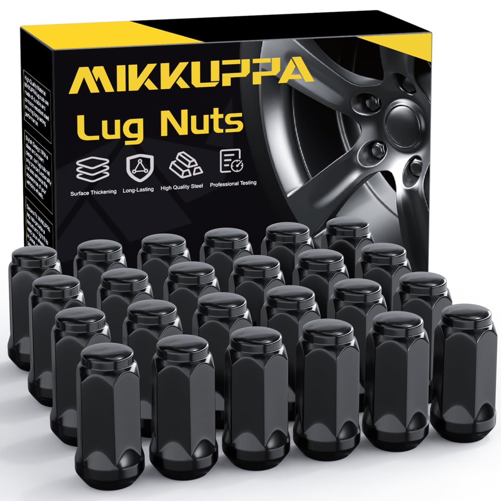 Photo 1 of ***MISSING 4 LUG NUTS**
MIKKUPPA M14x1.5 Lug Nuts, Replacement for Chevy Silverado Suburban 1500 Tahoe Colorado Traverse, Ford F-150 Ram 1500 Aftermarket Wheel, 24pcs Black Closed End Bulge Acorn Tire Lug Nuts