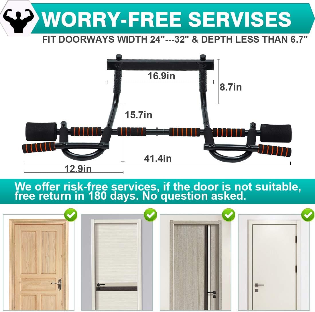 KLL Pull up Bar for Doorway, Multifunctional Strength Training Pull-up Bars for Home Gym Exercise, Doorway Pullup Chin up Bar No Screws with Upgraded Thickened Steel & 440LBS(180-days Free Return) : Sports & Outdoors