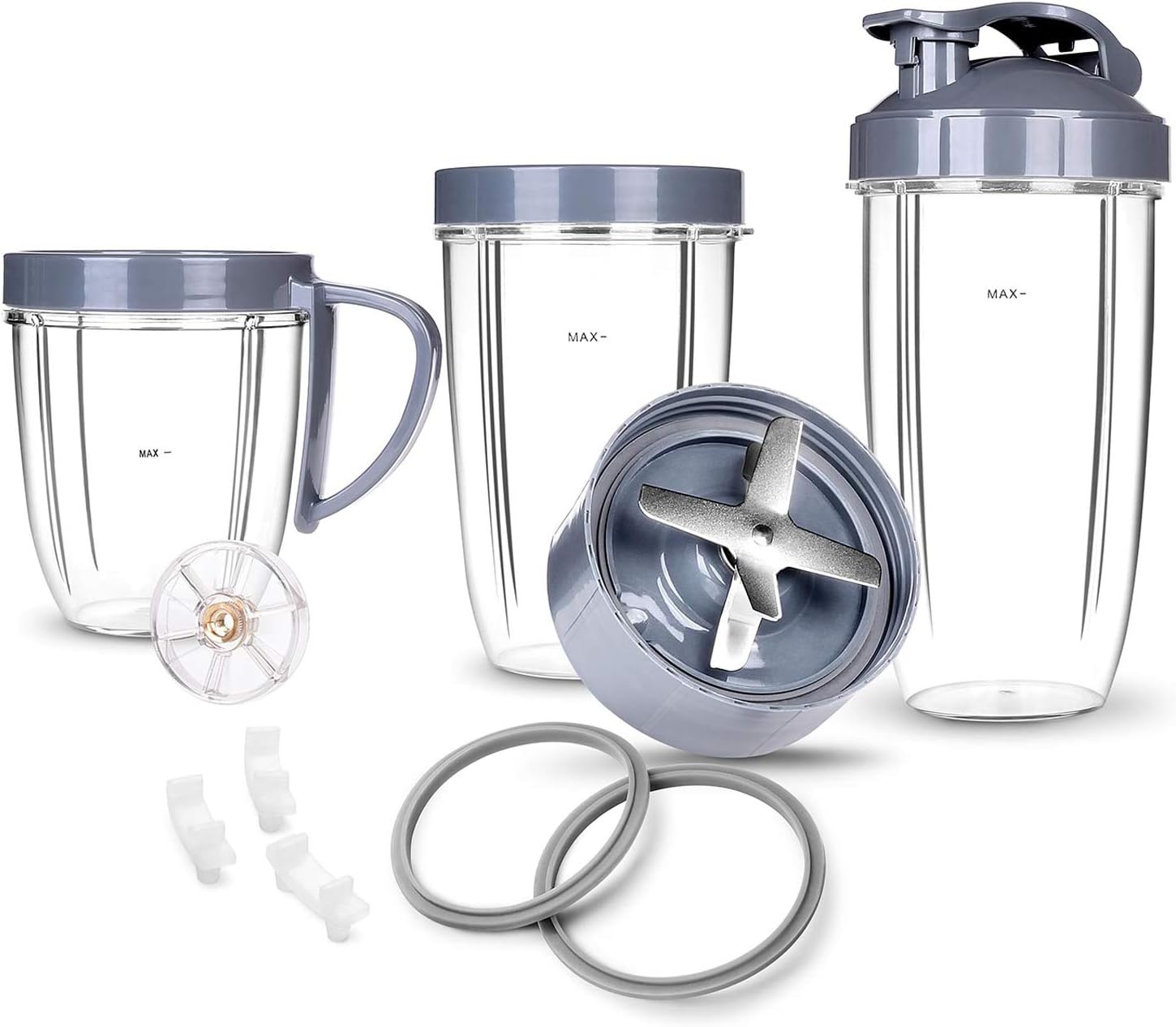 Deluxe Upgrade Parts kit ULTIMATE Cups & Blade &Top Gear & Gaskets & Shock Pad 13-Piece Replacement Set Compatible with NutriBullet High-Speed Blender/Mixer System 600W-900W Series