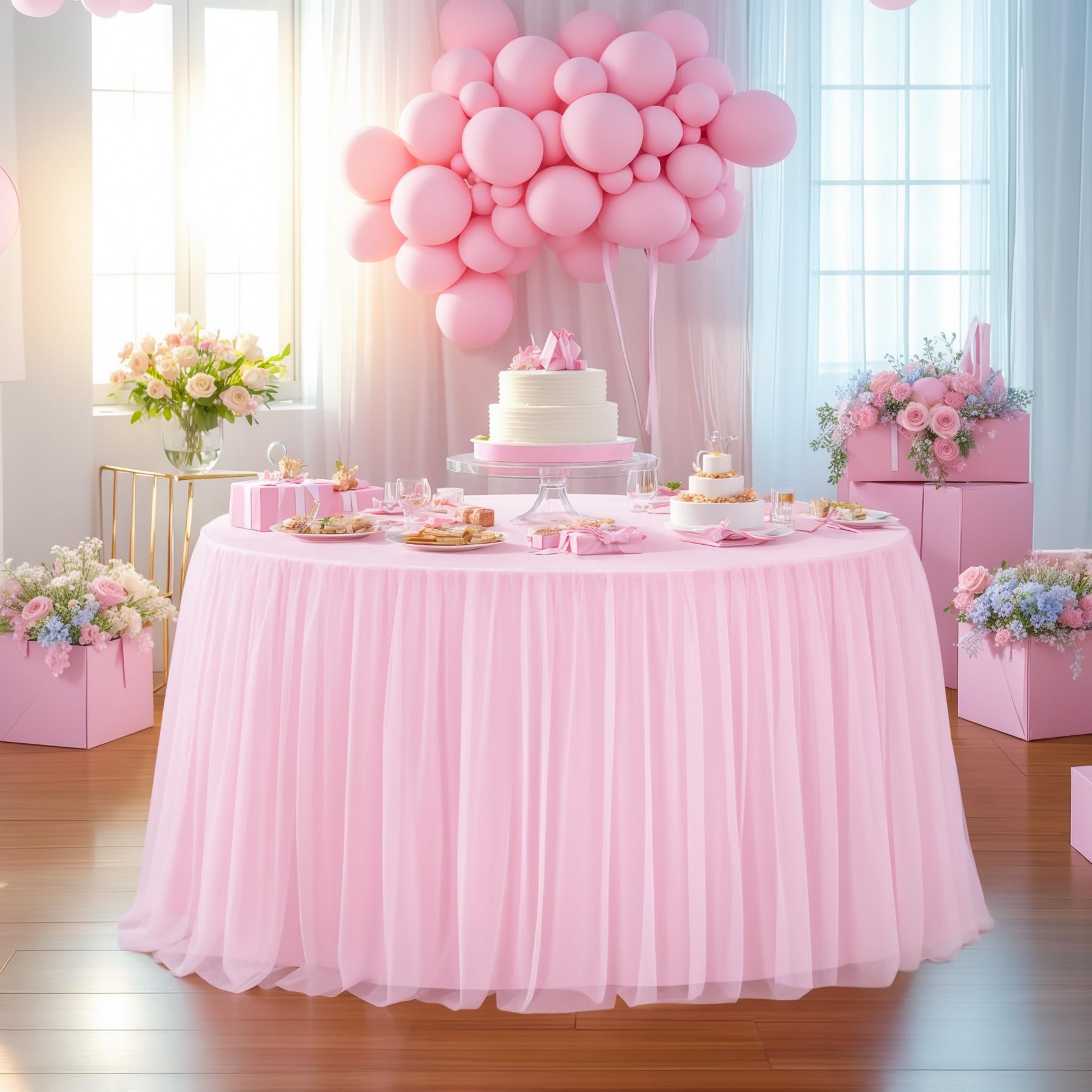 HB HBB MAGIC Light Pink Round Tablecloth 60 inch