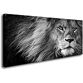 Baisuart Canvas Prints Wall Art Grey lion Stretched Canvas Wooden Framed for living Room Bedroom and Office
