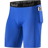 Runhit Men's Compression Shorts with Pockets – 9" Performance Athletic Shorts for Workouts Sports Running Spandex Underwear