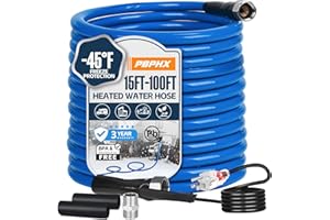 PBPHX Heated Water Hose for RV,Heated Drinking Water Hose with Thermostat,Lead and BPA Free,1/2"Inner Diameter,Temperatures Down to -40°F Self-Regulating,Blue Appearance
