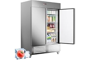 FreezLabs Commercial Refrigerator 54" W Two Door Restaurant Refrigerator with 8 Adjustable Shelves 49 Cu.Ft Cooler Temp Control 33℉~41℉ for Restaurant, Kitchen, Bar, Shop