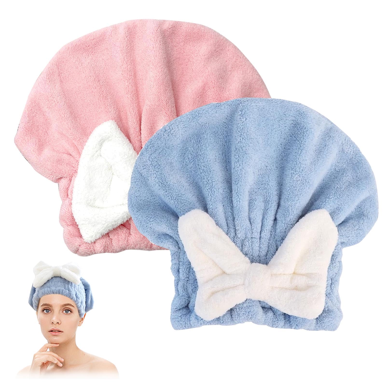 AWAVM Hair Towel Wrap,Rapid Drying Hair Towel,Microfibre Towel Super Absorbent Anti Frizz Dry Hair Hat for Women and Girls Drying Hair (2 PCS)