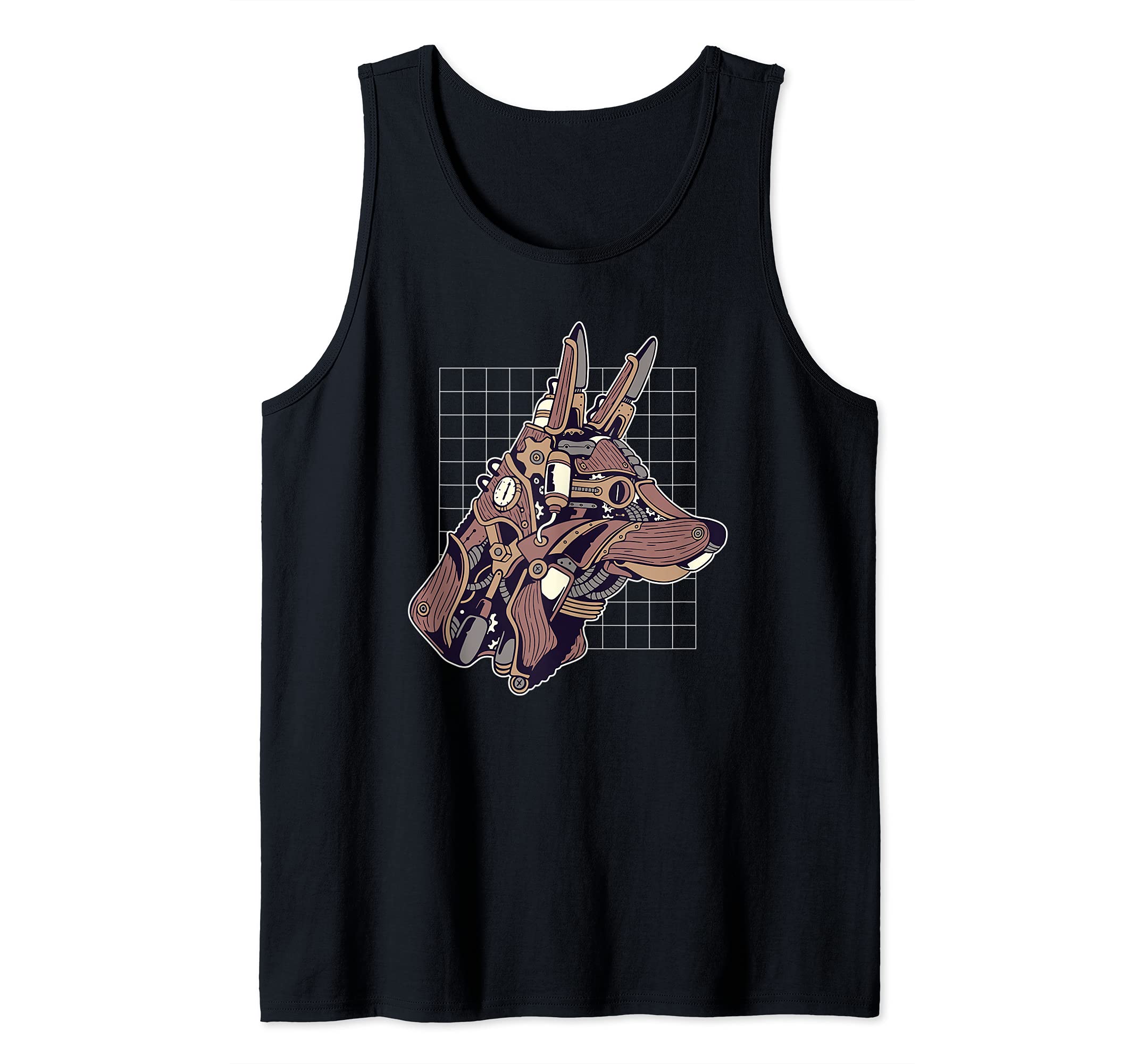 Vintage Fantasy Steampunk Retro Wolf Dog Animal Pet Tank Top