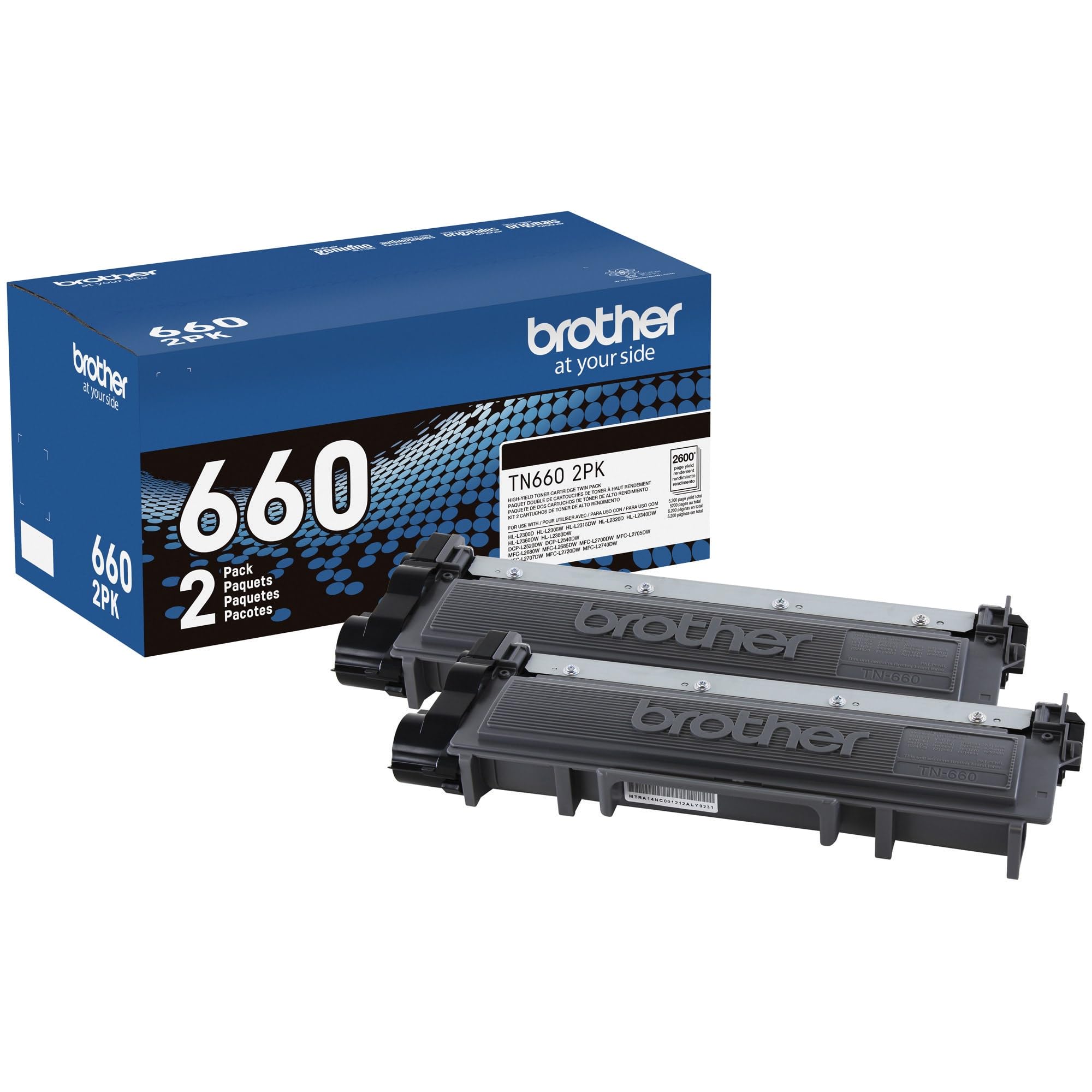 Photo 1 of Brother Genuine High-Yield Black Toner Cartridge Twin Pack TN660 2PK (TN6602PK)