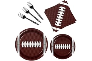 BQK 96 Pcs Football Plates and Napkins Party Supplies Football Birthday Party Decorations Football Party Supplies Football Party Plates Football Party Favors