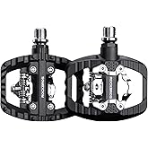 ROCKBROS Mountain Bike Pedals Dual Function Sealed Clipless Flat Platform Compatible with SPD Bicycle Pedals for Mountain Bike MTB Pedals Flat