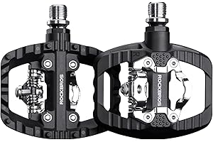 ROCKBROS Mountain Bike Pedals Dual Function Sealed Clipless Flat Platform Compatible with SPD Bicycle Pedals for Mountain Bike MTB Pedals Flat