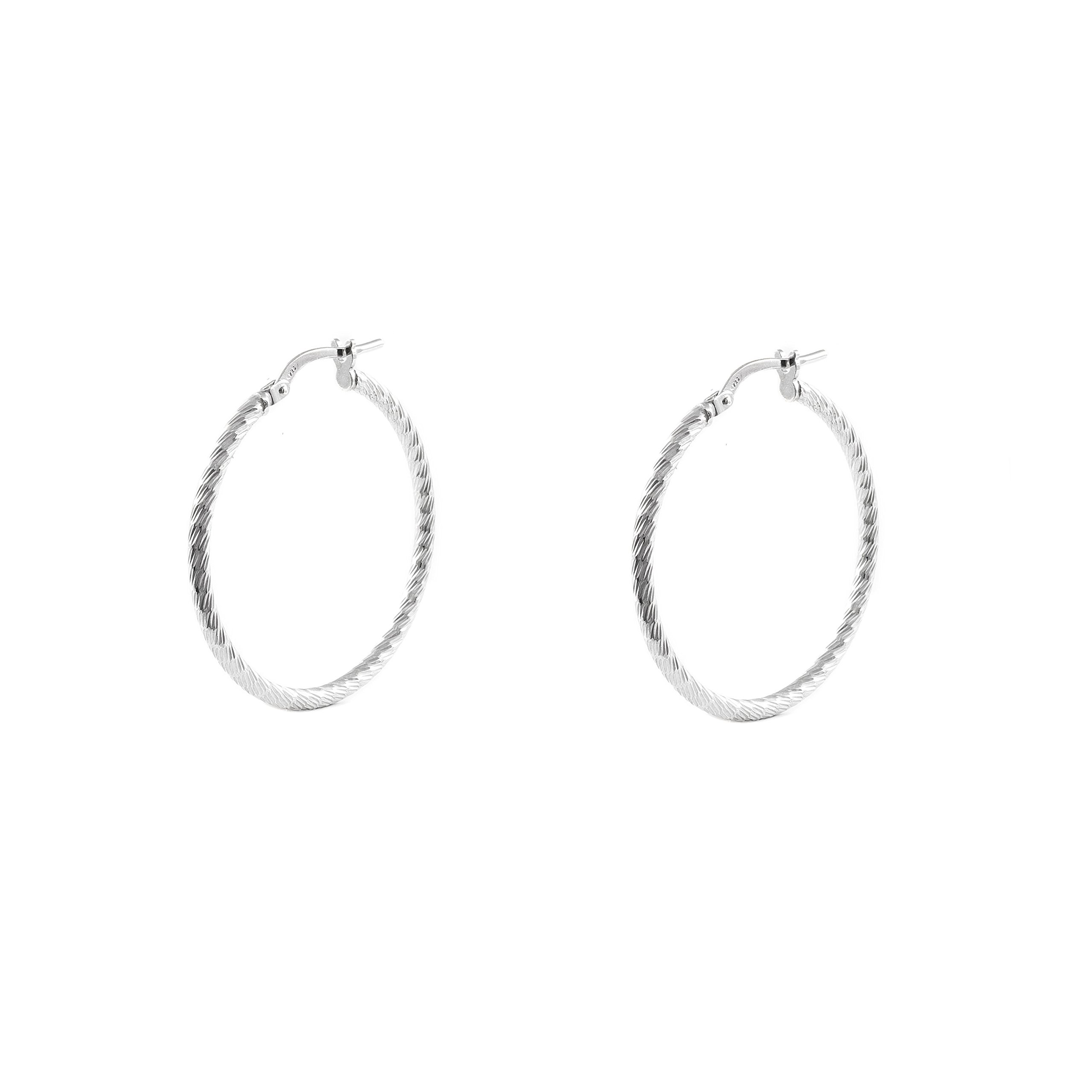 Mondepetit - 925 Sterling Silver Hoops Earrings 30x2 mm