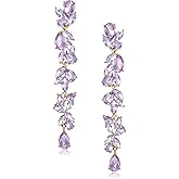 EVER FAITH Wedding Rhinestone Crystal Chandelier Earring for Women Brides, Art Deco Marquise Teardrop Bridal Long Dangle Drop Earrings for Prom