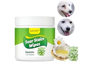 GJYC PET Dog Eye Wipes, 120 Pet Tear Stain Wipes for Dogs and Cats, Pet Eye Stain Cleaning Wipes Pads for Dogs and Cats, Keep Your Dog's Eyes Clean and Healthy with Dog Eye Stain Remover Wipes