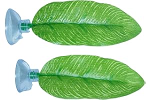 DOBA No Wire Betta Bed Leaf Hammock, Silk Betta Fish Leaf Hammocks Pad Lounger Toys Lightweight and Realistic Fish Hideout Plastic Aquarium Plants Accessories for Fish Tank Decorations (2pcs), Green