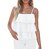 KIRUNDO Spaghetti Strap Ruffle Babydoll Peplum Tank Tops for Women 2026 Summer Cute Flowy Beach Vacation Cruise Outfits