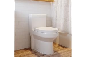DEER VALLEY DeerValley DV-1F52812R Small Compact One Piece Toilet, Dual Flush Toilet For Bathroom, 10" Rough-In Toilet & Soft Closing Toilet Seat Include,24.6"D x 13"W x 27.7"H (White)