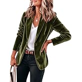Cicy Bell Womens Casual Velvet Blazer Open Front Work Office Suit Jackets | Button Down, Notched Lapel, Business Casual, Long Sleeve, Front Pockets