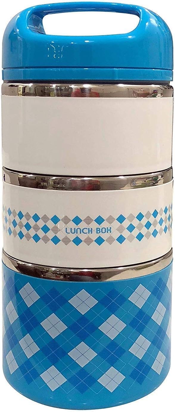BMG Stainless Steel 3 Layer Thermal Lunch Boxes (Multi Color)