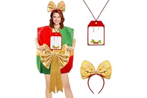 Mprocen Christmas Gift Costume for Women Adult Santa Claus Outfit Funny Cosplay Dress Card Accessories for Holiday Party Xmas