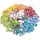 Youway Style Iridescent Glass Mosaic Tiles for Crafts Bulk,454g Broken Mosaic Glass Pieces for Garden Crafts Kits,DIY Mosaic Art Decor