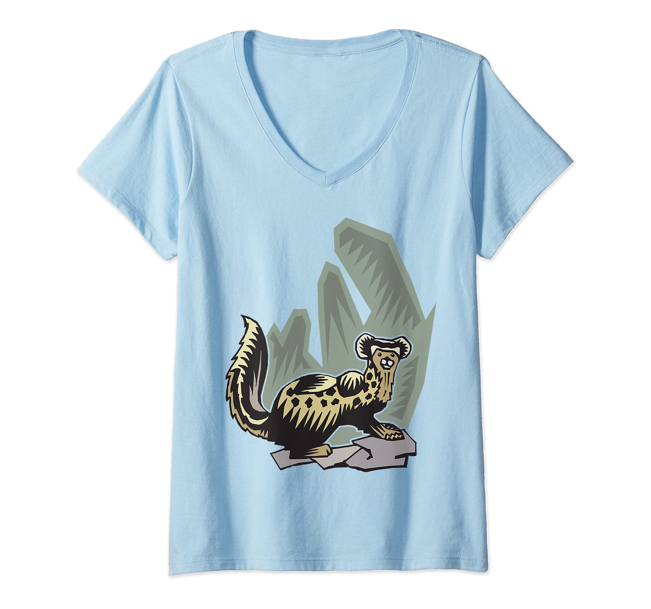 Womens Ferret Pet V-Neck T-Shirt