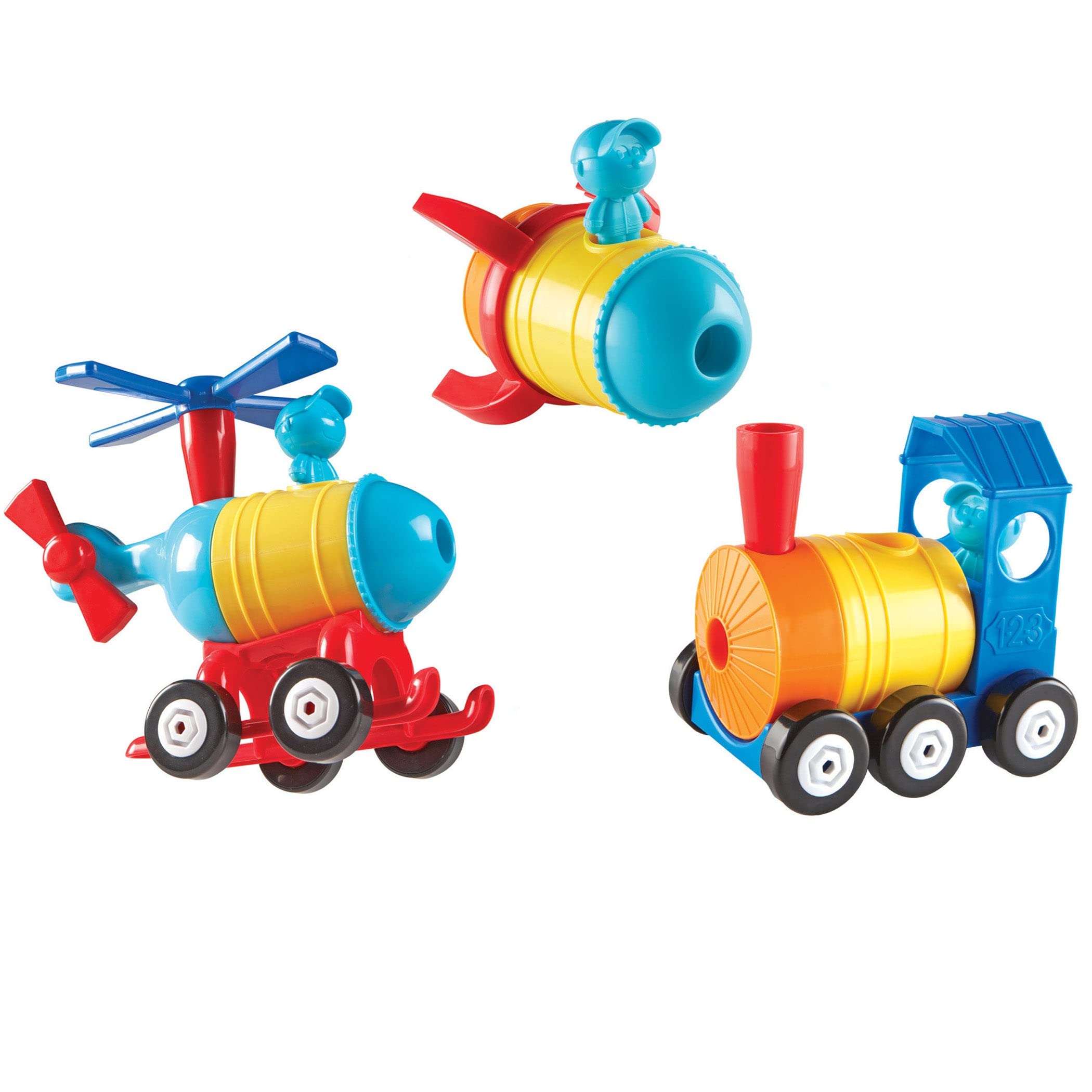 Learning Resources 1-2-3 Build It - Rocket-Train-Helicopter, Fine Motor Toy, Kids Building Set — image 1