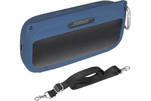 GeeRic Silicone Carrying Case Compatible with Bose SoundLink Flex, Waterproof Portable Skin Cover for Outdoor Bluetooth Speaker with Strap & Carabiner, Deep Blue