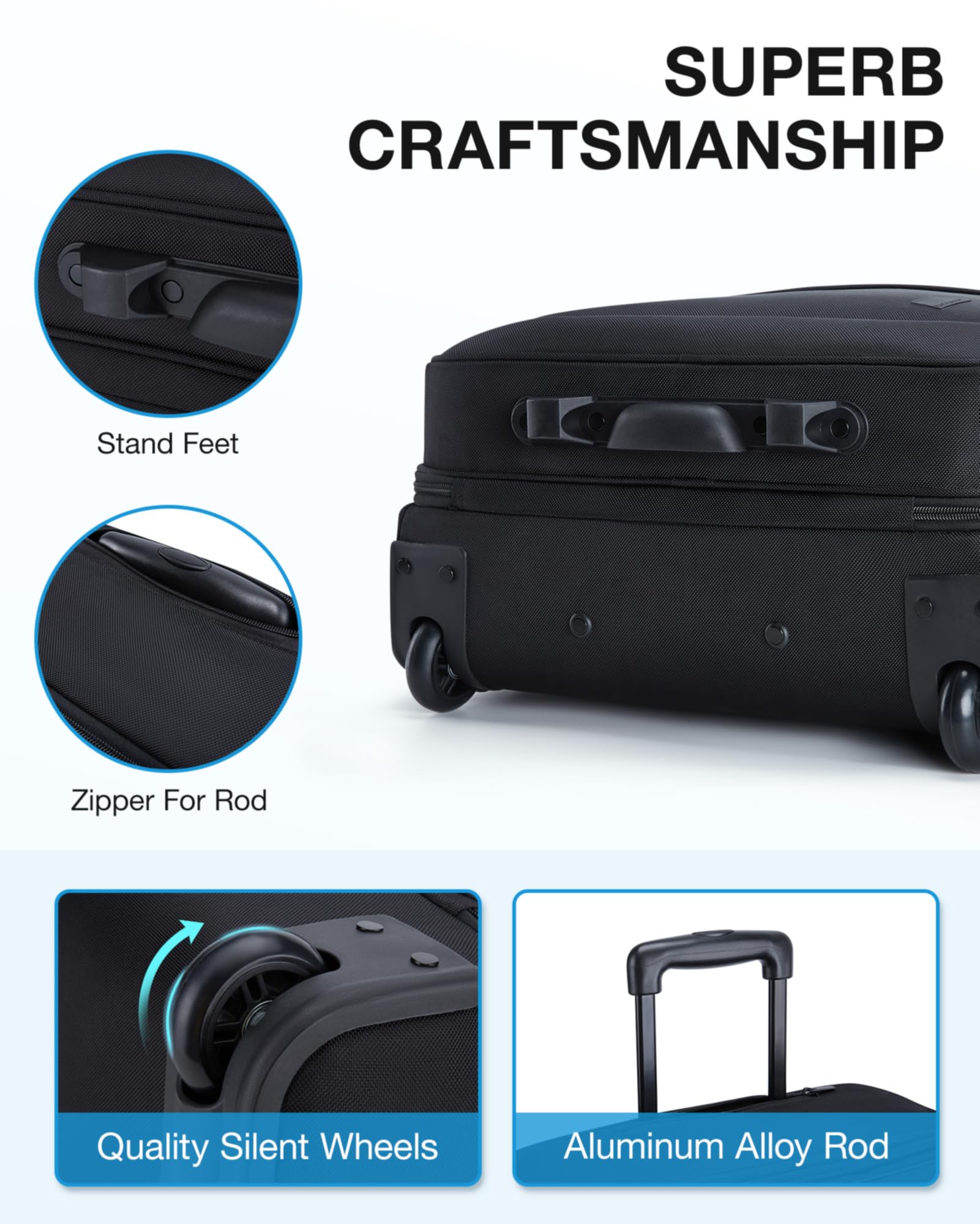 17.3 Inch Rolling Laptop Bag Women Men,Rolling Briefcase for Women with Wheels,Rolling Computer Bags Laptop Case for Work Travel Business,Black