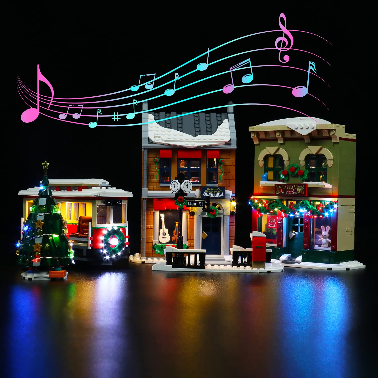Led Light Kit for Lego Christmas High Street, Led Lighting Set for Lego 10308 Christmas High Street - Not Include Models, Just Light Set (Music Version) — image 1