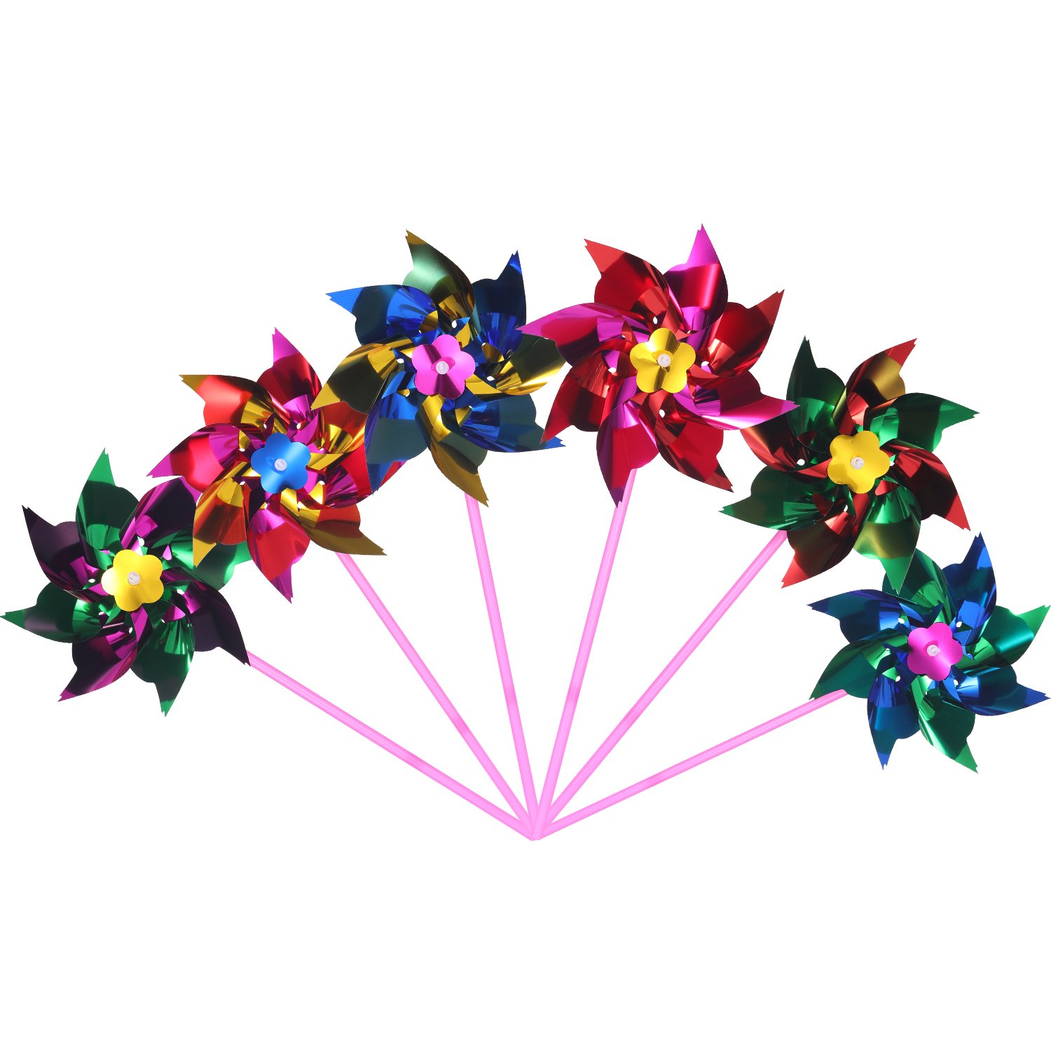 50 Pcs Plastic Rainbow Pinwheel, Party Pinwheels DIY Lawn Windmill Set for Teenagers Toy Garden Party Lawn Decor, Assorted Color