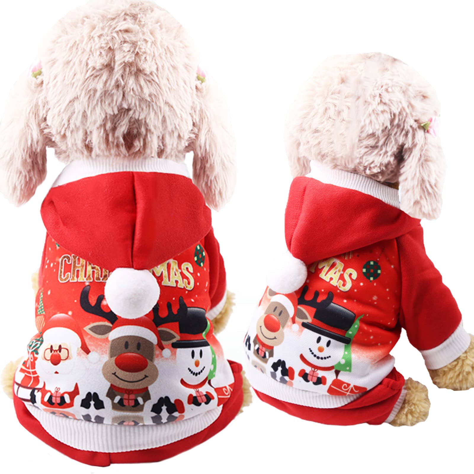 Pet Christmas Costumes Cat Christmas Outfit Dog Christmas Clothes Santa Costume Warm Hoodies Xmas Pet Clothes Suit for Small Medium Dogs Puppy Cats (X-Large, Style-4)