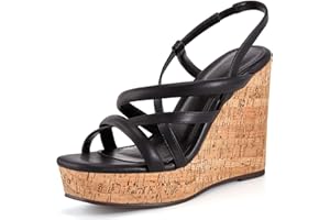 Coutgo Women Platform Wedge Sandals Cork Slingback Wedges Espadrilles Heels Summer Shoes