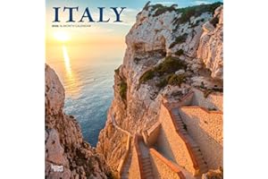 Italy | 2026 12 x 24 Inch (Hanging) Monthly Square Wall Calendar | Plastic-Free | BrownTrout | Scenic Travel Europe Italian Venice Rome