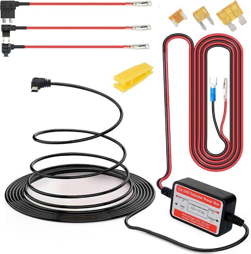 Gebildet Dash Cam Hardwire Kit Mini USB 10ft 12V-24V to 5V with Fuse
