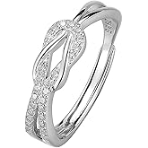 WOSCCOWT Mother Daughter Ring, Daughter Gifts from Mom, S925 Sterling Silver Knot Ring Dainty CZs Stackable Rings Bands for Women Promise Rings for Her Jewelry Birthday Gifts Christmas Gifts