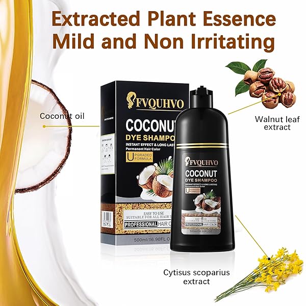 HERBAL CHESTNUT BROWN HAIR DYE SHAMPOO 3 IN 1 FOR WOMEN & MEN, INSTANT COCONUT BROWN HAIR COLOR SHAMPOO COLORS IN 25 MINUTES, LONG LASTING & EASY TO USE BROWN HAIR SHAMPOO 500ML (CHESTNUT BROWN)