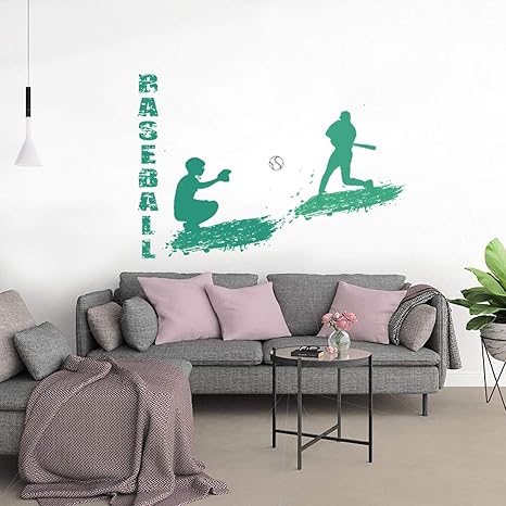 Wfnbzd Nueva Silueta de Jugador de béisbol Jugando Arte Etiqueta de la