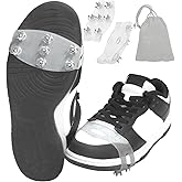 Crampons for Shoes and Boots,White Translucent Ice Cleats with 7 Steel Spikes,Anti Slip Crampons for Hiking,Snow & Ice Walkin