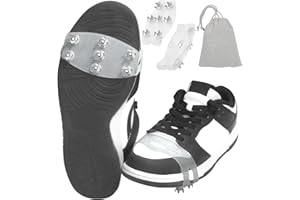 Crampons for Shoes and Boots,White Translucent Ice Cleats with 7 Steel Spikes,Anti Slip Crampons for Hiking,Snow & Ice Walkin