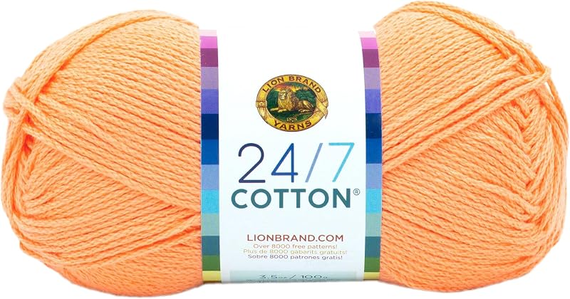 Lion Brand 24/7 Cotton Mercerized Lightweight Yarn Creamsicle 185 yd