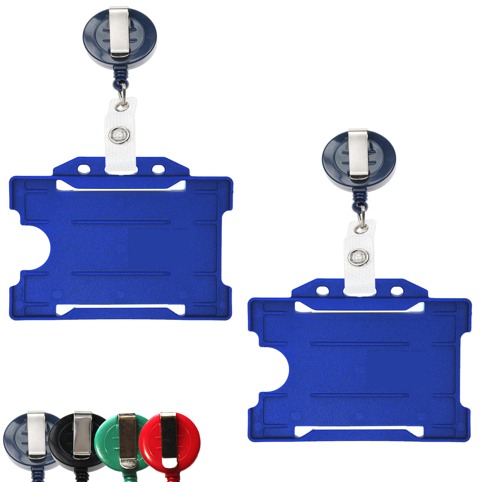 2 Pack / 25 Pack ID Badge Reel Retractable Yo Yo with ID Card Badge Holder - Extendable Pull Out, Belt Carabiner Clip-on for Work Office School Students (25 Blue Badge Reels and 25 ID Card Holders)