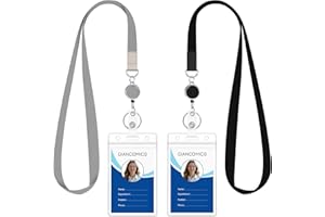 Giancomics Black Lanyards for Id Badges, ID Badge Holder with Retractable Reel, Waterproof Lanyards for Cruise Ships Cards Key with ID Card Holder Office Work Name Tag Zip Type Card Protector 2 Pack