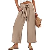 Caracilia Womens Wide Leg Palazzo Pants Cropped High Waisted 2026 Summer Casual Loose Lounge Flowy Travel Work Trousers