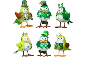 Capoda 6 Pcs Plush Bird Decorations Bird Figurines Doll Table Ornament Plush Sparrow Fabric Sparrow for Gifts Indoor Outdoor Office Garden Birthday Party Favors Ornaments(Irish)