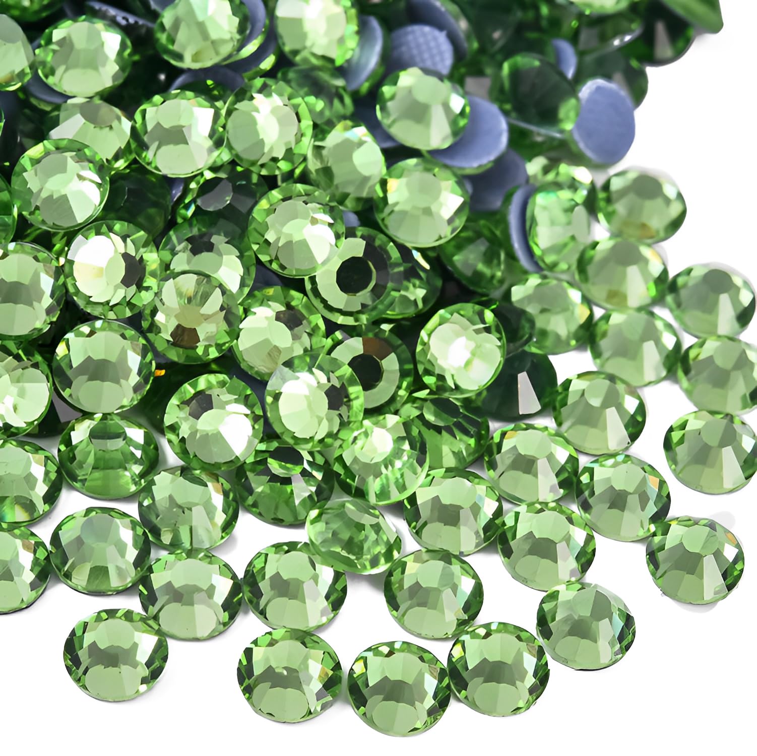 Jollin 2880pcs Hotfix Crystal Flatback Rhinestones Glass Diamantes Gems for Crafting Art Crafts Decorations Clothes Shoes 4.0mm SS16 Light Green