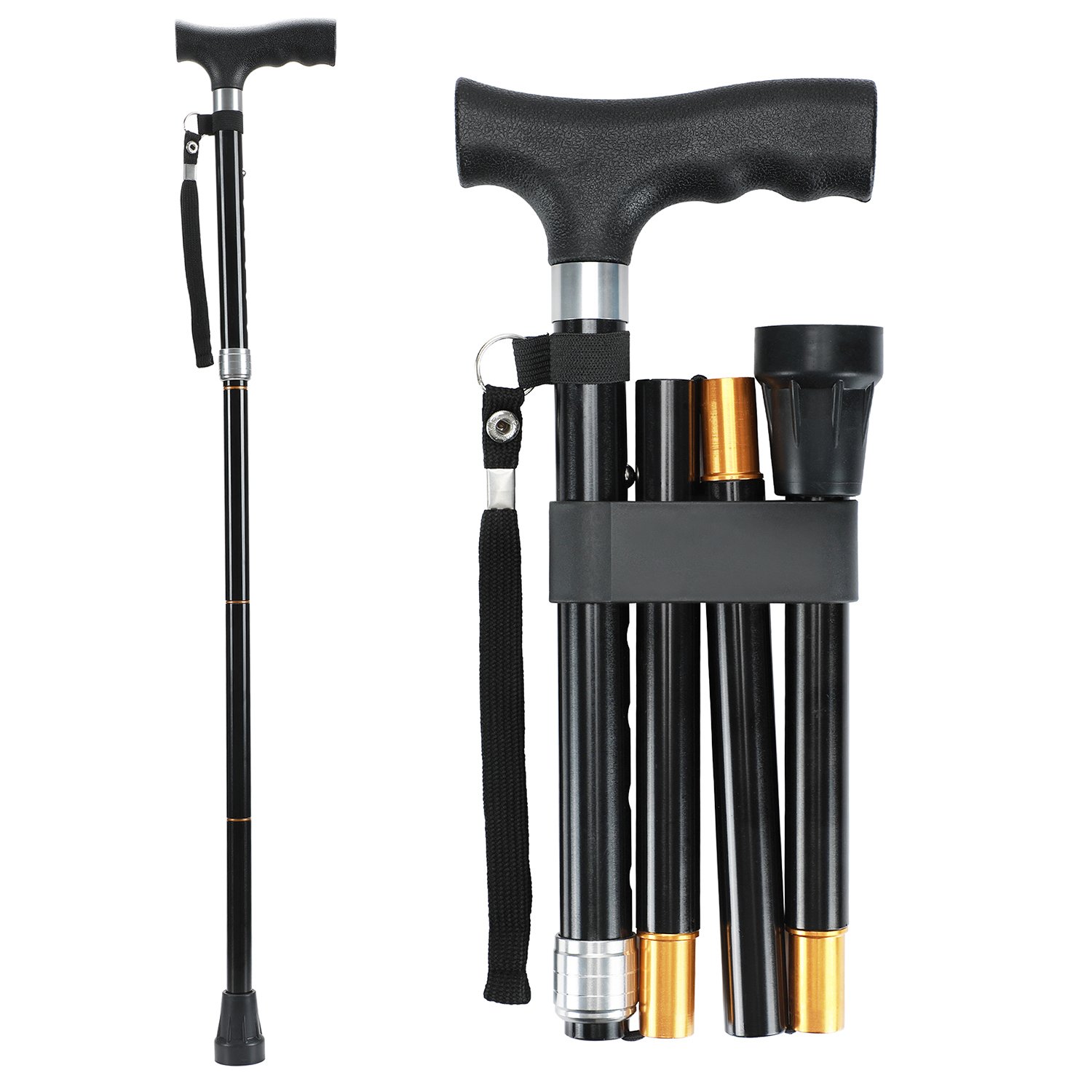 Walking Stick Adjustable Folding Collapsible Travel Cane Mobility Aid