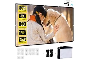 Projector Screen,XINLEMY 150-inch Projection Screen 4K 16:9 HD Foldable Portable Movie Screen Outdoor Indoor Double-Sided Cinema Screen for Movie Home Theater Backyard Partying