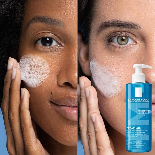 LA ROCHE-POSAY EFFACLAR PURIFYING FOAMING GEL CLEANSER FOR OILY SKIN, WITH ZINC PIDOLATE TO REMOVE EXCESS OIL & SHINE, ALCOHOL FREE & OIL FREE, SENSITIVE SKIN TESTED