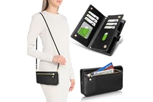 SunYoo for Galaxy S24 Ultra Case Crossbody Adjustable Lanyard Shoulder Strap Leather Wallet with Card Holders Zipper Money Sl