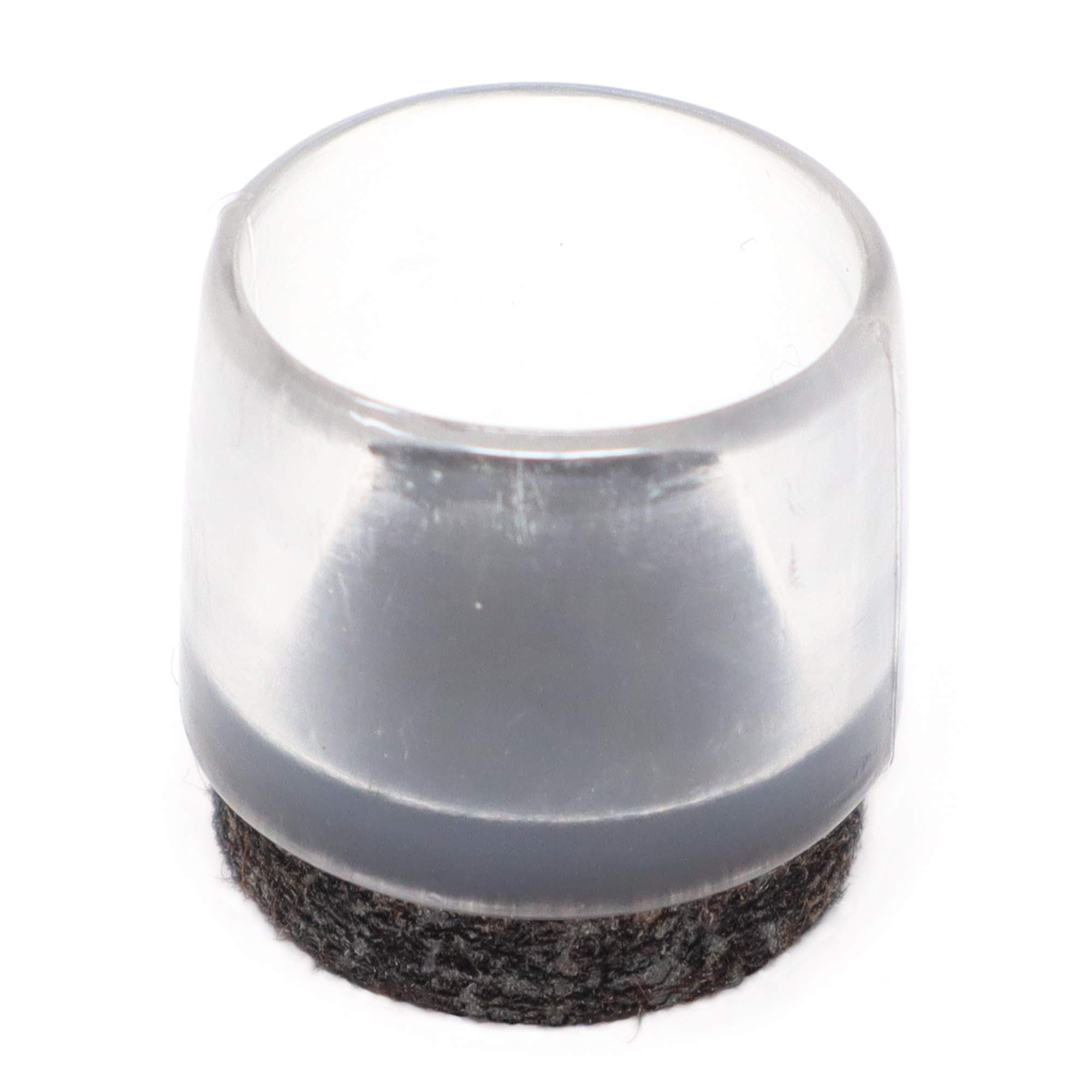 Adsamm® / 32 x Leg tips with felt for round tubes | ø for round tubes 0.67 - 0.71 '' (17 - 18 mm) | trasparente | round | outer caps with felt for tubular steel chairs